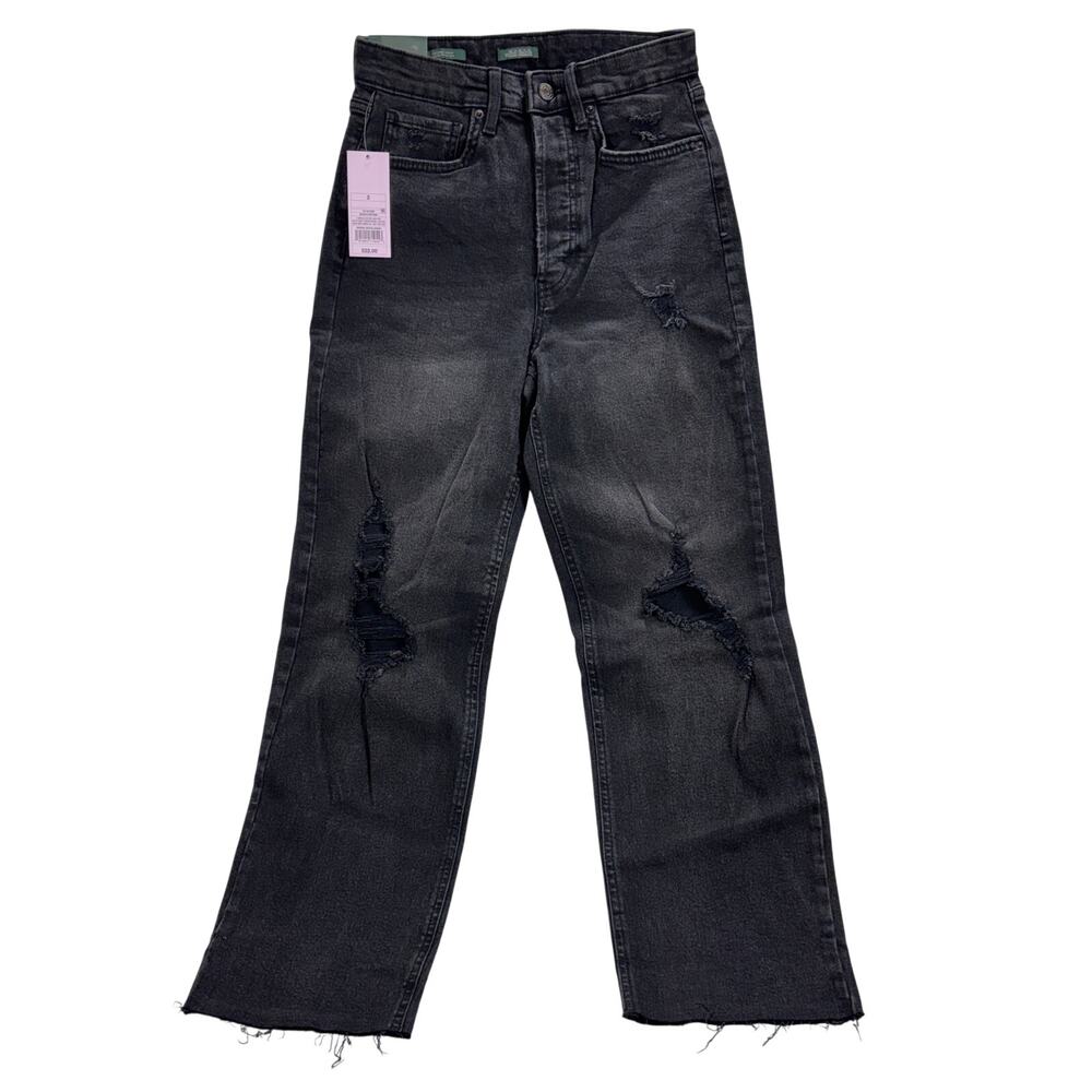 Wild Fable Highest Rise Straight Jeans Women’s Size 2 Black Distressed Denim NWT